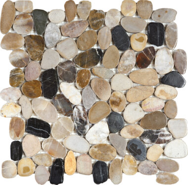 Pebble Sliced Polished Interlocking 12" x 12" - Mix