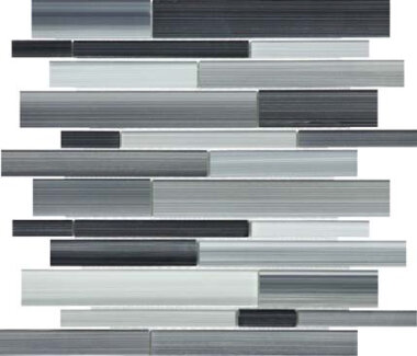 Bliss Fusion Glass Tile Random Strip Mosaic - Carbon