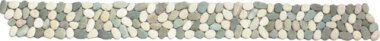 Pebble Rectified Matte Interlocking Border 4" x 12" - Mix White/Green