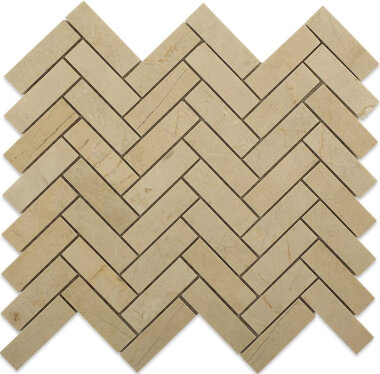 Crema Marfil Tile Herringbone 1" x 3" - Polished