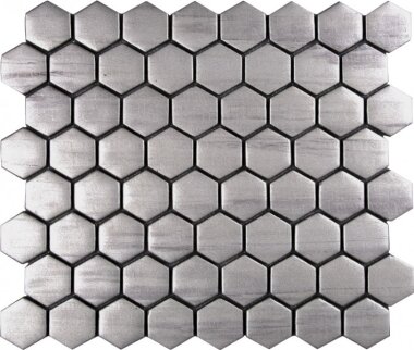 Glass Tile Hexagon Matte 10.1" x 11.6" - Silver