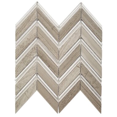 Chevron Glacier Tile 10.75" x 11" - Woodvein and Silver Foil