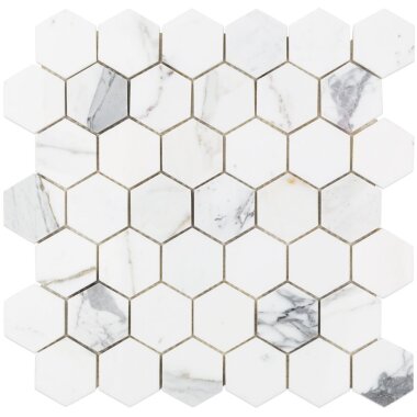 Calacatta Hexagon Marble Look Tile 11.75" x 12.37" - Calacatta