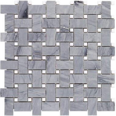 Basket Weave Marble Look Tile 12" x 12" - Burlington Gray/White Thassos